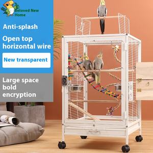 Küçük ve Orta Boy Kuşlar için Şeffaf Cam Kuş Kafesi Kristal Saray Lüks, Ev İçin Papağan Kafesi, Oyun Üstü ve Tekerlekli Standlı. - Product Image 4