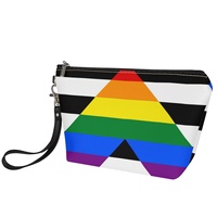Pochette cosmétique personnalisée en similicuir PU, thème Arc-en-ciel Straight Ally, pour les voyages, le rangement sur coiffeuse et la vente en gros