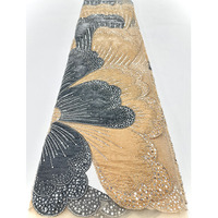 Tissu en dentelle perlée biologique écologique brodé de sequins pour robe de mariée et robe de soirée