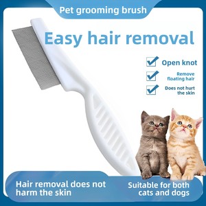 Peigne anti-puces et poux pour animaux <span class=keywords><strong>de</strong></span> compagnie, en acier inoxydable, à dents fines, pour le toilettage, élimine les poils lâches et les tiques, outil <span class=keywords><strong>de</strong></span> nettoyage pour chiens et chats - Product Image 2