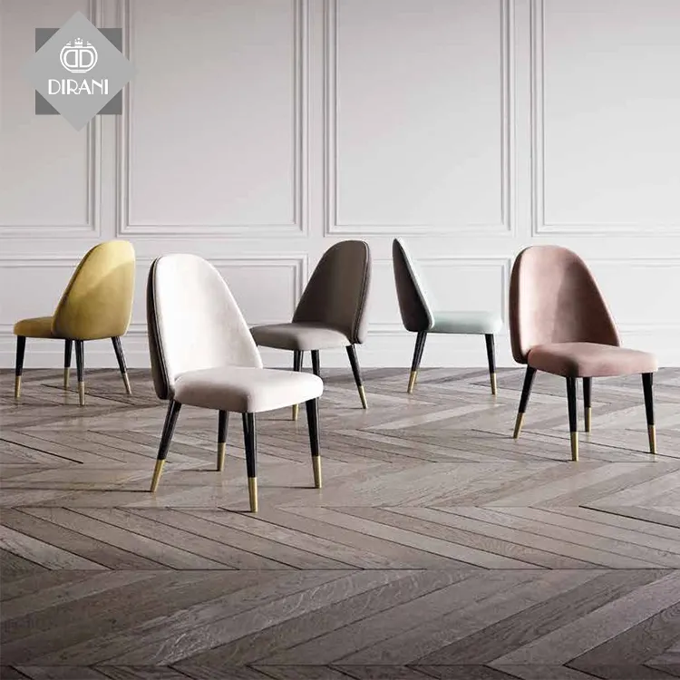 Nouvelle arrivée moderne confortable dinant la chaise avec la jambe en métal de haute qualité en cuir véritable chaise chaise de salle à manger moderne de luxe