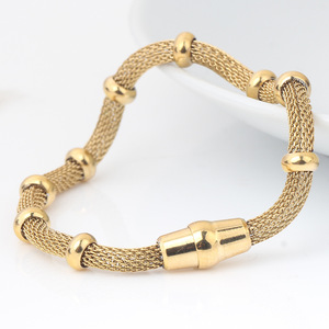 Pulsera de Cadena de Malla de Acero Inoxidable de 4 mm con Cuentas Chapadas en Oro, Joyería de Moda para Hombres y Mujeres - Product Image 4