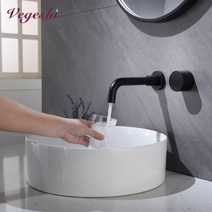 Mitigeur de lavabo Chrome <span class=keywords><strong>noir</strong></span> brosse or levier unique lavage à la <span class=keywords><strong>main</strong></span> en laiton salle de bain encastré montage mural mitigeur mural - Product Image 4