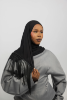 Vela Schal Neuestes Kopftuch Bambus-Jersey Hijab Quasten-Schal Weicher Rutschfester Blickdichter Premium-Jersey-Hijab mit Fransen