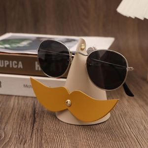 Creative PU Leather Cartoon Eyeglasses Display Stand <b>Racks</b> Novelty <b>Glasses</b> Holder Beard Shaped Sunglasses Storage for Bedside - Product Image 3