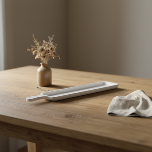 Bandeja de Servir Larga y Estrecha de Madera Parisloft, Blanca, Rectangular, de Madera de Pino, con Asa, Decorativa, para Cocina, Comedor, Centro de Mesa - Product Image 2