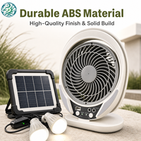 Kit de ventilateur solaire multifonctionnel avec ampoules LED, ensemble de ventilateurs solaires portables pour l'extérieur, alimentés par l'énergie solaire