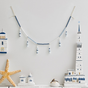 Wooden Ocean-Themed Hanging Ornaments Mediterranean Style Beaded Lighthouse Pendant Home Decor Multi Piece Package - Product Image 1