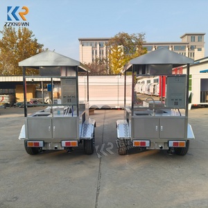 Camión de Comida de Aluminio de 3 Ruedas Estilo Retro, Tienda Móvil de Acero Inoxidable para Helados, Café, Bocadillos, Comida Rápida, Papas Fritas y Hot Dogs - Product Image 4