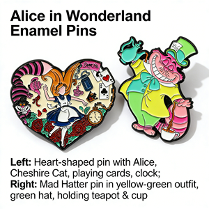 Spilla Personalizzata Gatto <span class=keywords><strong>Alice</strong></span> nel <span class=keywords><strong>Paese</strong></span> <span class=keywords><strong>delle</strong></span> <span class=keywords><strong>Meraviglie</strong></span>, Distintivo in Lega con Goccia d'Olio, Incisione su Metallo Placcato, per Borsa, Abbigliamento, Regalo, Anniversario, Laurea - Product Image 1