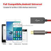 Kabel Micro USB V8 1m dengan Jalinan Nilon, Pengisian Cepat, PVC, Pelindung Jalinan Tembaga Murni, USB-A Male ke Micro Male untuk Data Komputer
