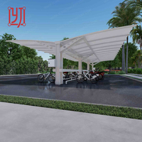 Tente de stationnement automobile en tissu tendu, structure en acier, toit en membrane, auvent de voiture, abri de stationnement et ombrage en PTFE