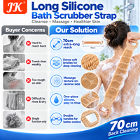 Sangle de douche exfoliante double face en silicone Jinke de 60 cm avec poignées, pour le corps et le dos, serviette de bain douce et moussante