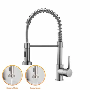 Gebürstetes Nickel Pull Down Sprayer Küchen spüle Wasserhahn Feder Küchen armatur