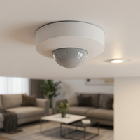 Détecteur de mouvement PIR à montage au plafond de 12 m, interrupteur à capteur de temps et de luminosité réglable pour le contrôle de l'éclairage intérieur
