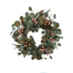 Kransen Voorkant Kerst Decoratieve Bloemen & Kunstmatige Eucalyptus Slinger Bladeren Plukt Takken Decoratie Deurkrans