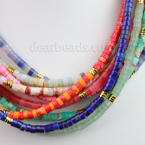Colliers ras de cou Boho en cristal naturel, colliers de <span class=keywords><strong>perles</strong></span> en pierre <span class=keywords><strong>Heishi</strong></span>, accessoires en acier inoxydable doré - Product Image 3