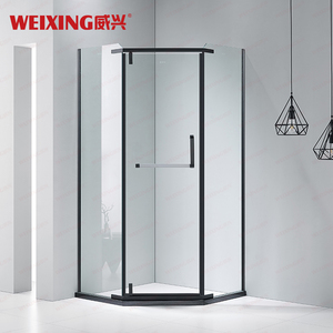 Chất lượng cao Matte Đen phòng tắm pivot vòi hoa sen cửa khung kim cương Tempered Glass 304 thép không gỉ phòng tắm - Product Image 2