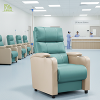 Premium Leder-Medizinischer Infusionsstuhl mit Infusionsständer & Getränkehaltern, Fester Stationärer Patientenstuhl