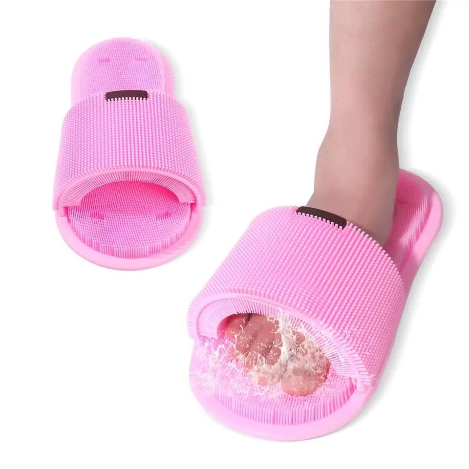 Bathroom Shower Foot Brush Scrubber Feet Exfoliate Cleaner Bristle Slipper Free Silicone Foot Massager Foot Roller Comfortable