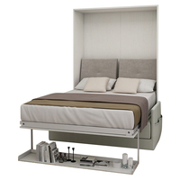 Mécanisme de Lit Mural Escamotable Vertical Gain de Place Pliant Manuel Rangement Discret avec Étagère à Livres Pieds de Lit Automatiques et Canapé