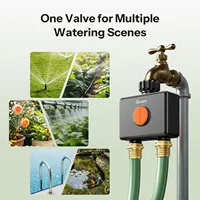 SONOFF Minuteur d'arrosage de jardin 2 sorties, vanne d'eau intelligente double canal Zigbee Hydro DUO avec débitmètre SWV-ZF2E
