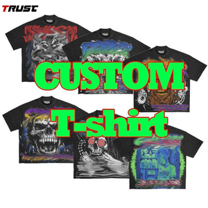 T-Shirt da Uomo Streetwear a Stampa Grafica Personalizzata Oversize Pesante in 100% Cotone di Alta Qualità da 280 GSM con Lavaggio Acido e Taglio Cropped - Product Image 2