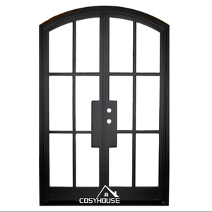 Puerta Principal Exterior de Hierro de Estilo Americano, Puerta Doble Moderna con Rejilla de Hierro, Últimos Diseños de Arcos, Puertas de Hierro Forjado para Casas - Product Image 2