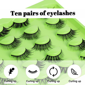 Private Label 10 Pairs Soft <b>cat</b> <b>Eye</b> Full Strip <b>Eye</b> <b>Lashes</b> Wholesale Custom logo 3d Silk False Natural Eyelashes Set - Product Image 3