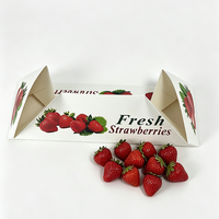 Barquette alimentaire en papier biodégradable écologique, imprimée sur mesure, de qualité alimentaire, pliable, pour emballages à emporter de fraises, boîte à fruits