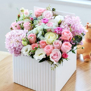2020 korean paper collapsible flower box stripe printed mothers day flower box