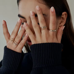 J & D da donna in acciaio inossidabile placcato oro 18K linea minimalista anello impilabile cavo fidanzamento festa anniversario gioielli - Product Image 4