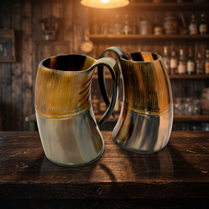 Real Buffalo Horn Waterproof Modern <b>Beer</b> Mugs Gift Sets Handmade High Quality OEM ODM Customizable Natural Horn Set Hot Sell - Product Image 1