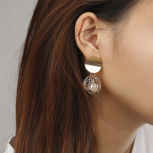 New Fashion Stud <strong>Earrings</strong> for Women Golden Color Round Ball Geometric Disc <strong>Dangle</strong> <strong>Gold</strong> <strong>Earrings</strong> for Women 2019 - Product Image 1