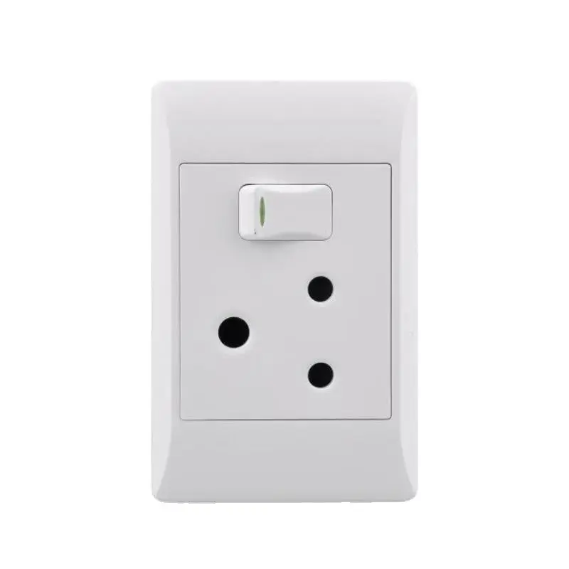 factory supply 3pin round plug wall switch South African 16A switch socket