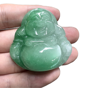 Venta al por mayor 42mm tallado Jade Laughing Buddha colgante <span class=keywords><strong>verde</strong></span> blanco estilo religioso joyería DIY accesorios para la moda Myanmar <span class=keywords><strong>Bruma</strong></span> - Product Image 1