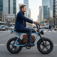 Vélo électrique Fat Tire 48V avec transmission à 7 vitesses, E-bike Scrambler pour les déplacements urbains et hors route