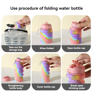 Bouteille d'eau pliable en silicone de qualité alimentaire, étanche, pour la vente en gros, idéale pour les voyages, personnalisable - Product Image 6