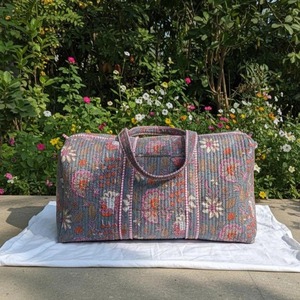 Floral Quilted Duffle <b>Bag</b> Handmade Travel, Overnigth Weekender <b>Bag</b>, Cotton Carryall <b>For</b> Her, Yoga <b>Bag</b>, Hand Luggage <b>Storage</b> <b>Bag</b> - Product Image 4