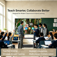 Tableau blanc interactif LCD 4K de 55/65 pouces, système double Android 15/Windows, montage mural, tableau blanc intelligent pour l'éducation et l'enseignement scolaire