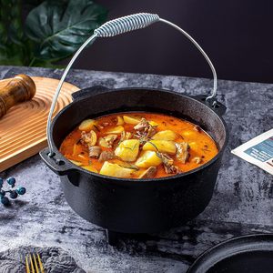 <span class=keywords><strong>Debien</strong></span> – Cocotte en fonte pré-culottée à prix abordable, avec trois pieds et couvercle, pour camping, cuisson multifonctionnelle sur gaz et induction - Product Image 4