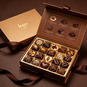 Ruban de célébration de luxe à impression magnétique personnalisée avec plateau de présentation en plastique doré, boîtes de bonbons au chocolat à la fraise - Product Image 1