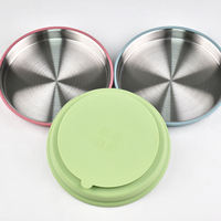 Nouvelle assiette pour bébé en acier inoxydable avec ventouse, non toxique, antidérapante, compartimentée, avec manchons en silicone amovibles pour enfants
