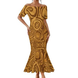 Abito Puletasi con Design Tribale Polinesiano Samoano, Trendy, Casual, Sexy, Aderente, con Spalle Scoperte e Gonna a Sirena, MOQ 1 Pezzo - Product Image 3