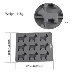 Moules à glaçons en silicone en forme de chien mignon à 9 cavités personnalisés pour la fabrication de mini plateaux à glaçons pour bonbons au chocolat Cookie BullDog - Product Image 2
