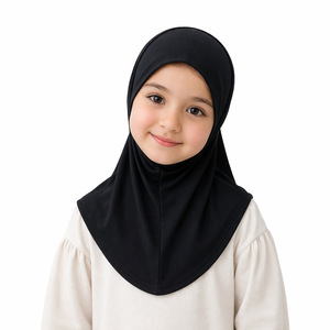 Turban instantané pour petites filles de 2 à 7 ans, prêt à porter, en <span class=keywords><strong>voile</strong></span> extensible uni, style malaisien, vente chaude - Product Image 2