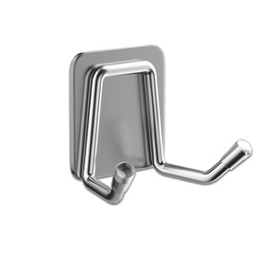 Stainless Steel Double <b>Hook</b> Wall Mounted Polished Finish Punch Free <b>Kitchen</b> Clothes Organizer Adhesive <b>Hook</b> - Product Image 1