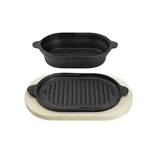 Plat à rôtir rectangulaire en fonte 2-en-1 avec couvercle grill, plat de cuisson polyvalent, plat à lasagnes, moule à pain en fonte - Product Image 2