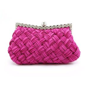 Nouvel Arrivage Direct Usine : Sac en Satin Tissé avec Strass Rouge, Sac de Mariée 2-en-1, Pochette de Soirée et Sac Bandoulière pour Fêtes - Product Image 3