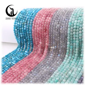 Zhe Ying 4*4mm faceted küp taş boncuk doğal taş kare boncuk taş gevşek faceted kare taş boncuk takı yapımı için